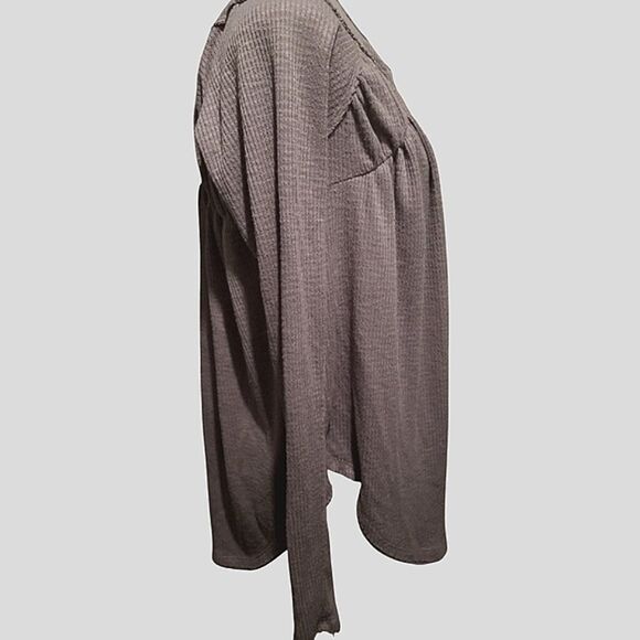 Free People We The Free Storm Gray Thermal Henley Neck Pullover Top Size Small - Picture 4 of 8